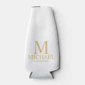 Classic White en Gold Personalized Groomsman Flesjeskoeler (Voorkant)