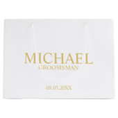 Classic White en Gold Personalized Groomsman Groot Cadeauzakje (Voorkant)