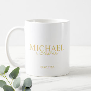 Classic White en Gold Personalized Groomsman Koffiemok