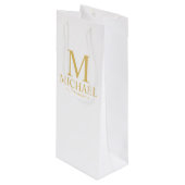 Classic White en Gold Personalized Groomsman Wijn Cadeautas (Voorkant Gekanteld)