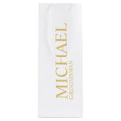 Classic White en Gold Personalized Groomsman Wijn Cadeautas (Voorkant)