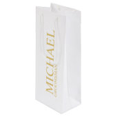 Classic White en Gold Personalized Groomsman Wijn Cadeautas (Voorkant Gekanteld)