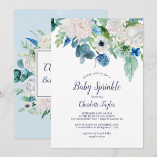 Classic White Flowers Baby Sprinkle Kaart