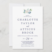 Classic White Flowers Monogram Weddenschap Kaart (Voorkant)