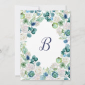 Classic White Flowers Monogram Weddenschap Kaart (Achterkant)