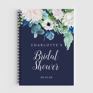 Classic White Flowers Navy Vrijgezellenfeest Gift  Notitieboek