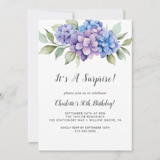 Classic White Flowers Surprise Party Uitnodiging (Voorkant)