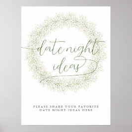 Classic White Flowers Vrijgezellenfeest Date Night Poster