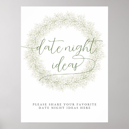 Classic White Flowers Vrijgezellenfeest Date Night Poster (Voorkant)