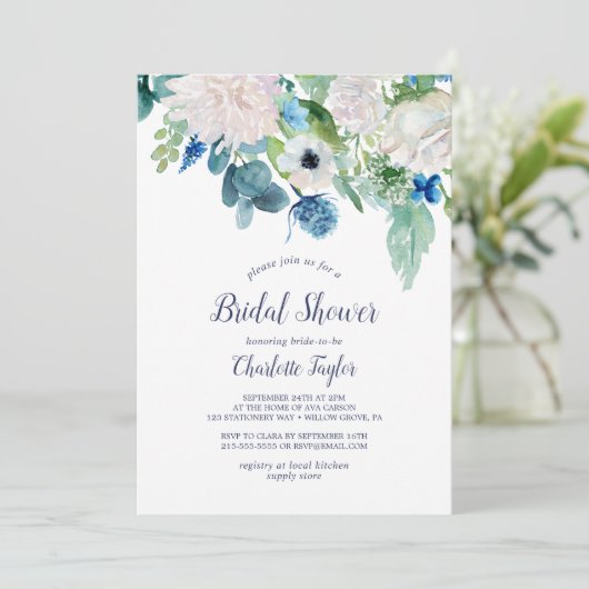 Classic White Flowers Vrijgezellenfeest Kaart (Staand voorkant)