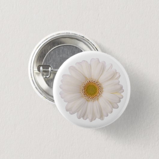 Classic White Gerbera Daisy Flower Ronde Button 3,2 Cm (Voorkant /achterkant)