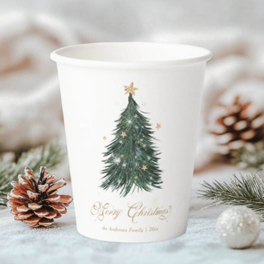 Classic White Gold Christmas Papieren Bekers
