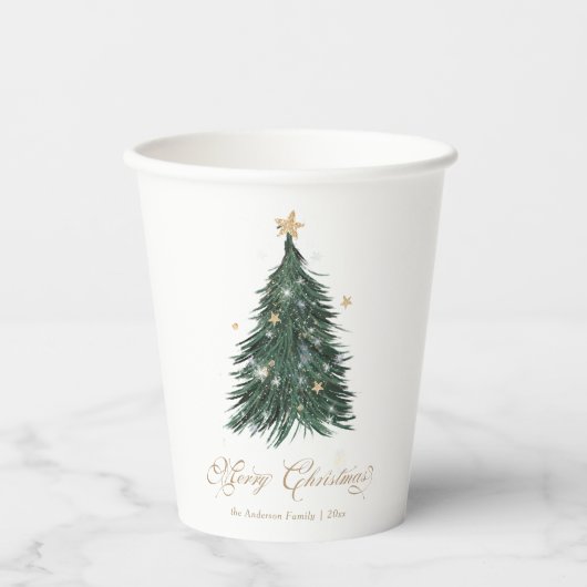 Classic White Gold Christmas Papieren Bekers (Voorkant)
