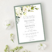 Classic White Grey Green Floral Waterverf Wedding Kaart