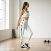 Classic White Leggings with Black Side Stripe