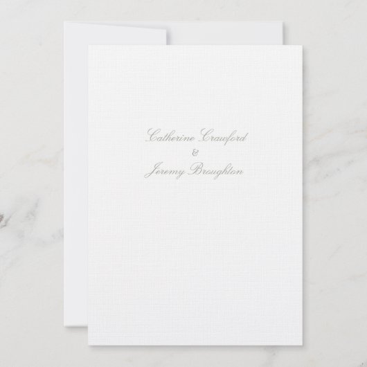 Classic White Linen Wedding Script Kaart (Achterkant)