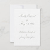 Classic White Linen Wedding Script Mail in RSVP (Voorkant)