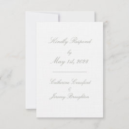 Classic White Linen Wedding Script Mail in RSVP Kaartje