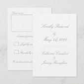 Classic White Linen Wedding Script Mail in RSVP Kaartje (Voorkant / Achterkant)