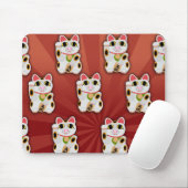 Classic White Lucky Cat Pattern Muismat (Met muis)