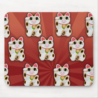 Classic White Lucky Cat Pattern Muismat