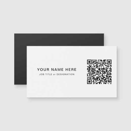 Classic White Magnet Kaart met aangepaste QR en ti (Voorkant / Achterkant)