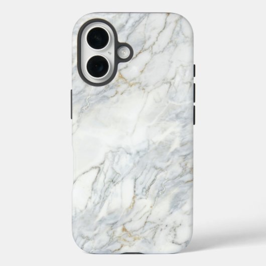 Classic White Marble & Gold Veins Case | iPhone 16 (Achterkant)