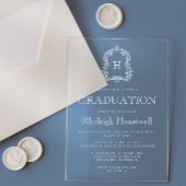 Classic White Monogram Crest Graduation Party Acryl Uitnodigingen