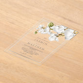 Classic White Orchids Frame Elegant Wedding Acryl Uitnodigingen (Laagn)