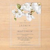 Classic White Orchids Frame Elegant Wedding Acryl Uitnodigingen (Voorkant)