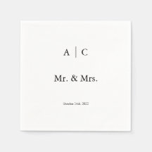 Classic White Personalized Wedding Cocktail Napkin