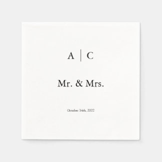 Classic White Personalized Wedding Cocktail Napkin Servet
