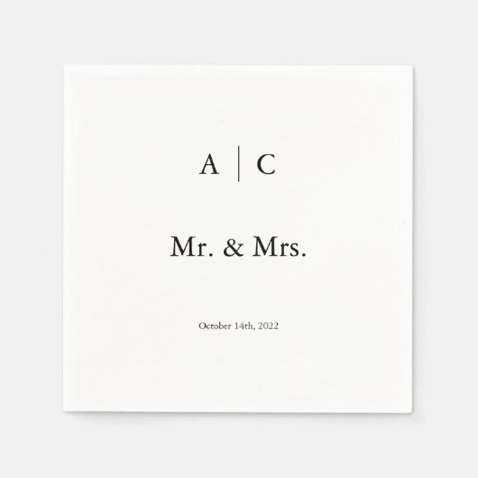 Classic White Personalized Wedding Cocktail Napkin Servet (Voorkant)