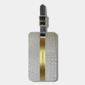 Classic White Reptile Digital Leather Gold Metal Bagagelabel (Voorkant verticaal)
