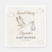 Classic White Stork Baby Shower Neutral Servet (Voorkant)
