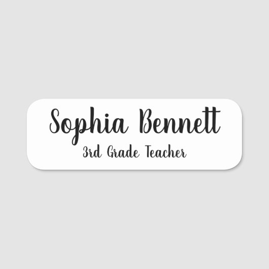 Classic White Teacher Name Badge (Voorkant)