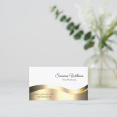 Classic White Wavy Gold Decor met Foto Deluxe Visitekaartje (Staand voorkant)