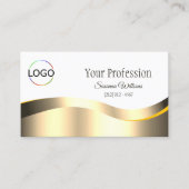 Classic White Wavy Gold Decor met Logo QR-code Visitekaartje (Voorkant)