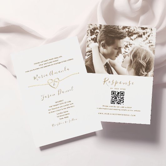 Classic White Wedding QR-code Kaart