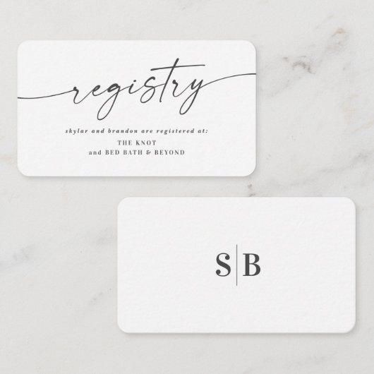 Classic White Weduwen Shower Gift Registry Informatiekaartje (Voorkant / Achterkant)