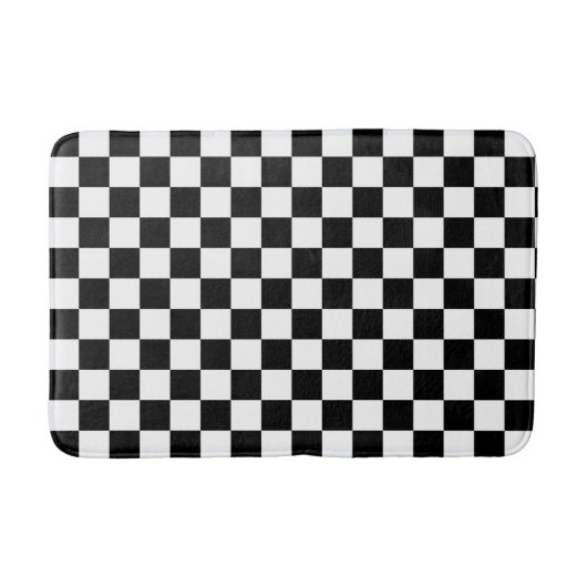 Classic White with Black Square Pattern Badmat (Voorkant)