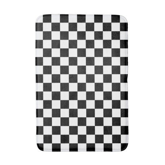 Classic White with Black Square Pattern Badmat (Voorkant Verticaal)