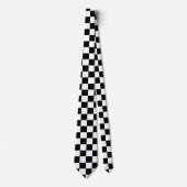 Classic White with Black Square Pattern Neck Tie Stropdas (Voorkant)