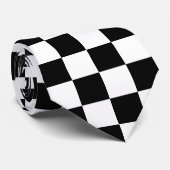 Classic White with Black Square Pattern Neck Tie Stropdas (Opgerold)