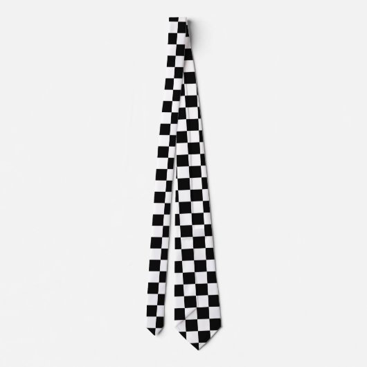 Classic White with Black Square Pattern Neck Tie Stropdas (Achterkant)