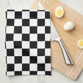 Classic White with Black Square Pattern Style Theedoek (Quarter Fold)