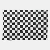 Classic White with Black Square Pattern Style Theedoek (Horizontaal)