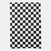 Classic White with Black Square Pattern Style Theedoek (Verticaal)