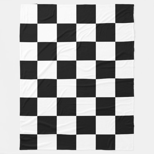 Classic White with Black Square Style Fleece Deken (Voorkant)