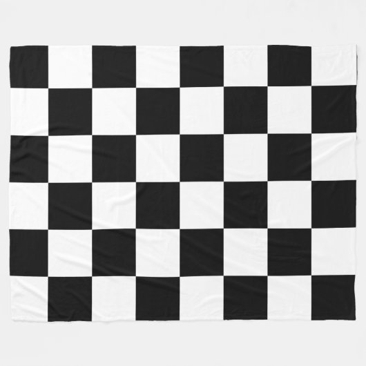 Classic White with Black Square Style Fleece Deken (Voorkant (Horizontaal))